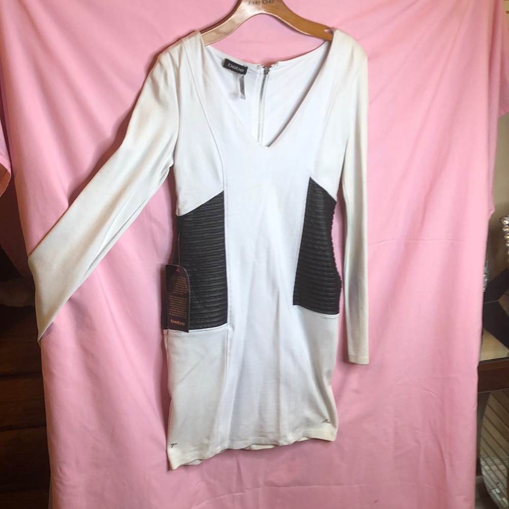 Bebe white and black dress